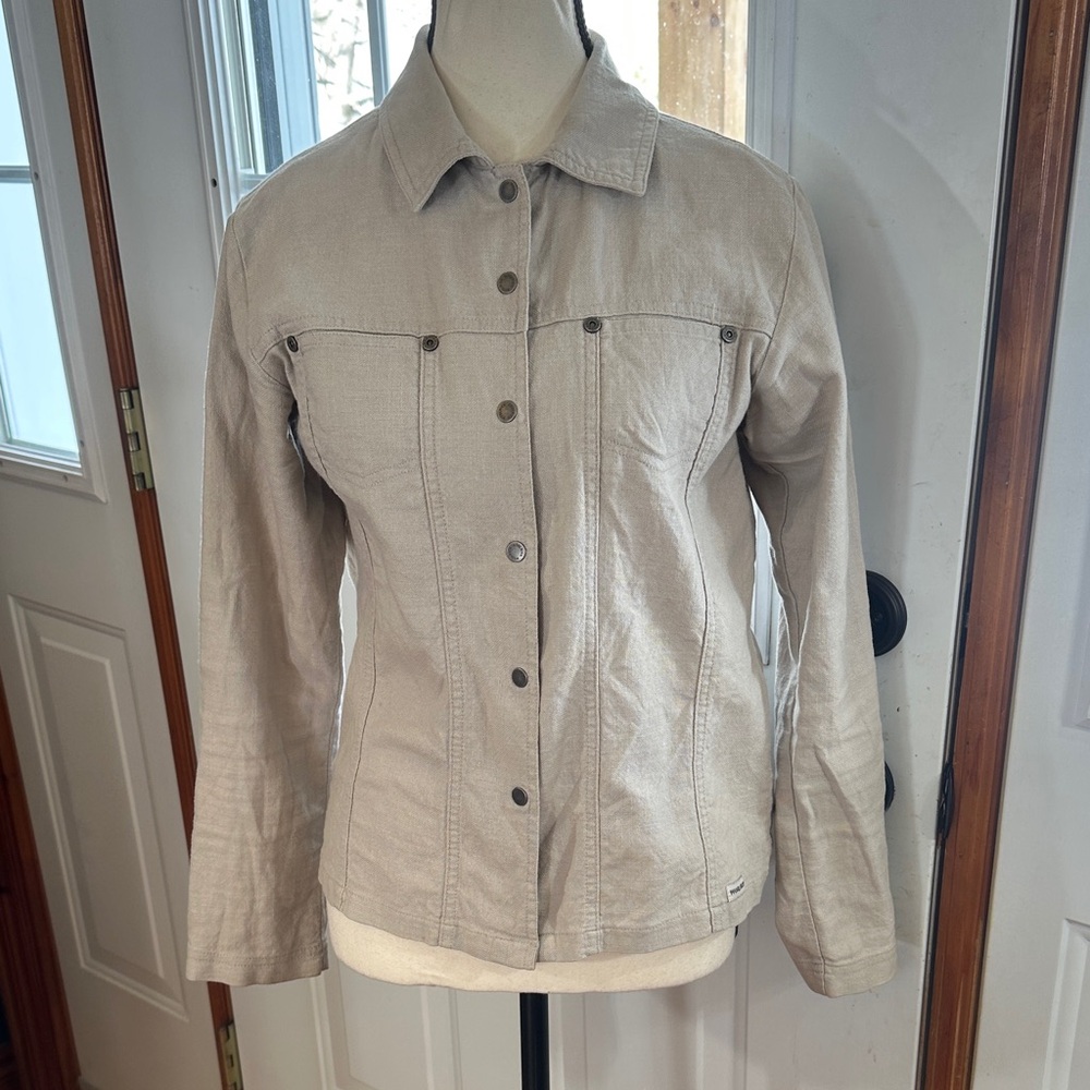 Woolrich Light Linen Button-Front Cotton Canvas Top